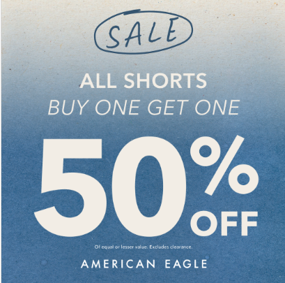 American Eagle All Shorts Buy One Get One 50% Off! icon