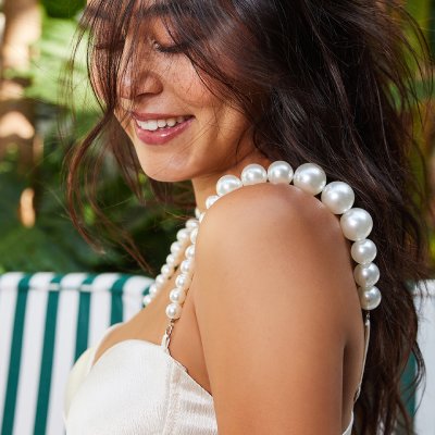WINDSOR Windsor Pearl-Strap White dress