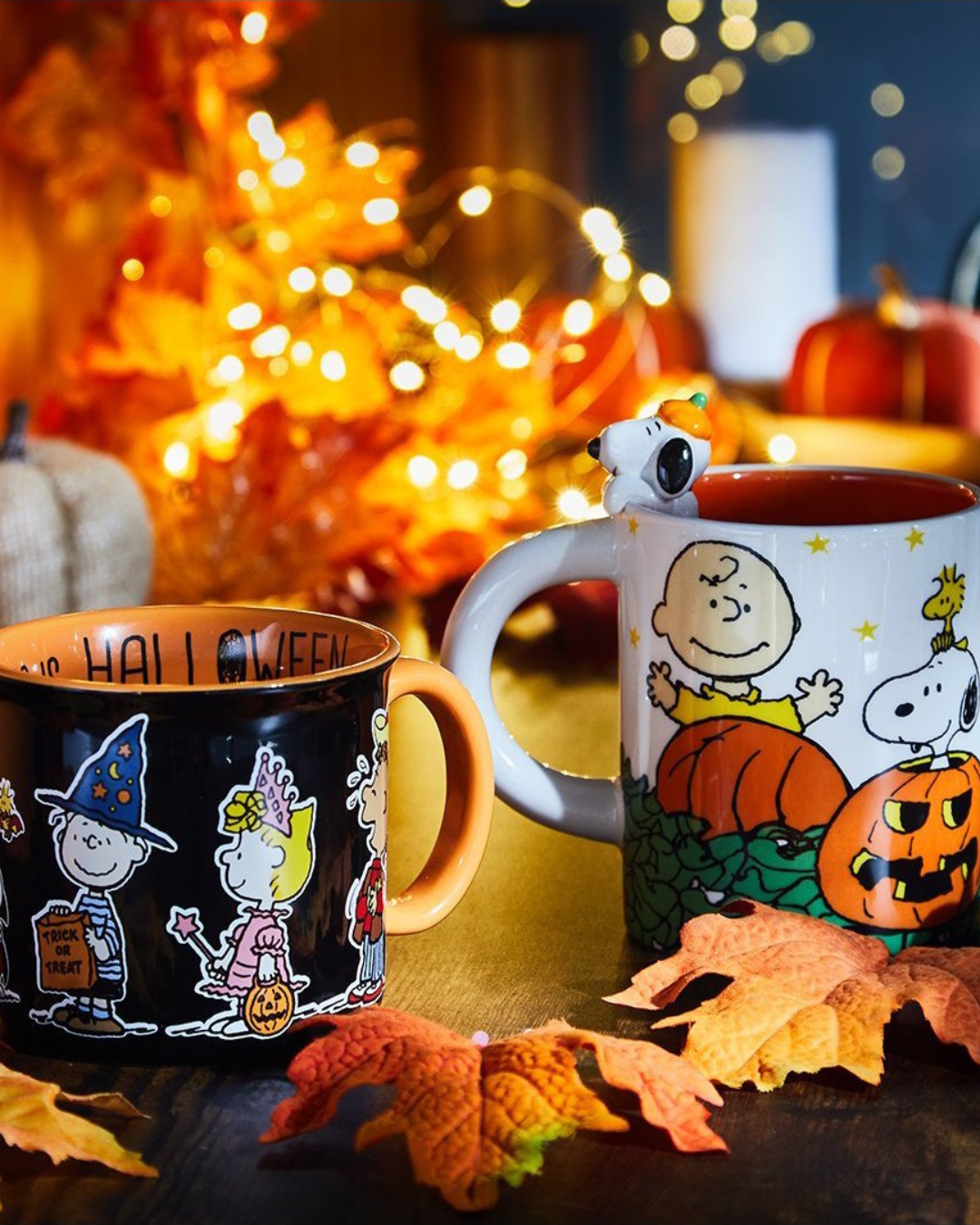 BOXLUNCH (1) charlie brown mugs in a halloween setting